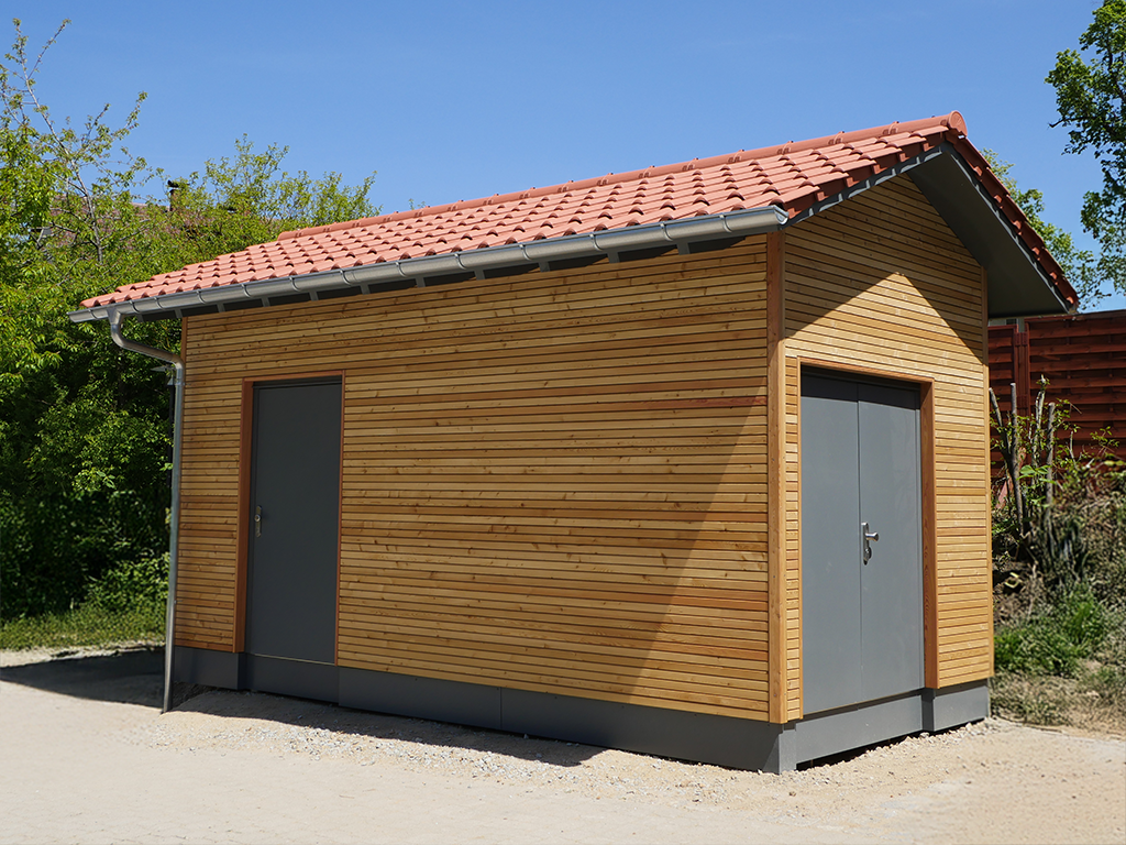 FiberCUBE Point of Presence | Glasfaser PoP Station Holz Satteldach