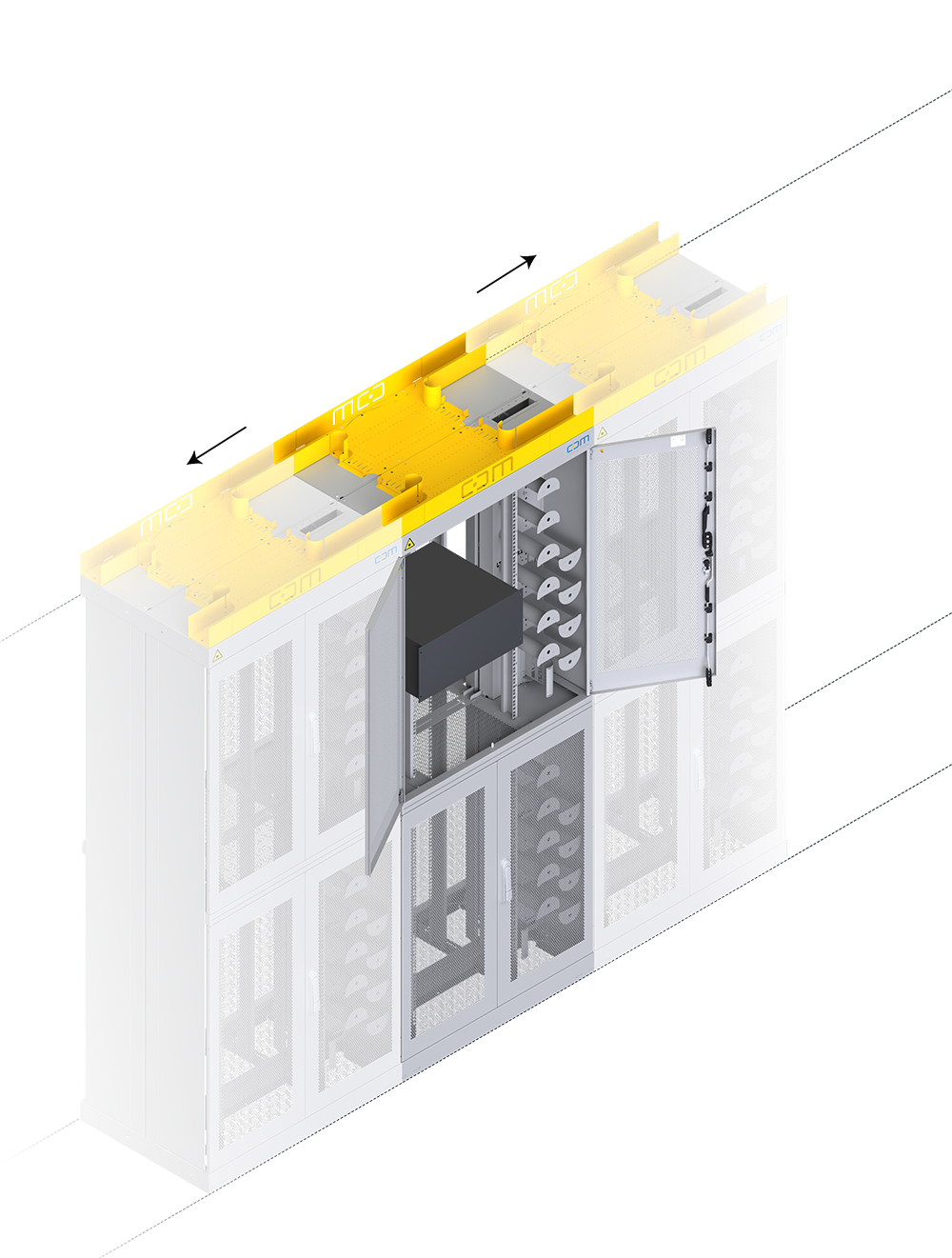 CARMA Racksystem Kollokationsrack angereiht | Optischer Hauptverteiler