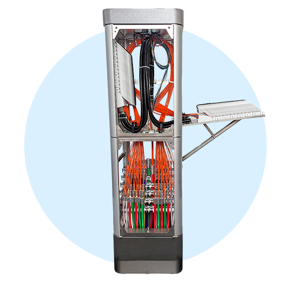 FiberSTELE Netzverteiler NVt mit ausklappbarer Spleißablage_frontal