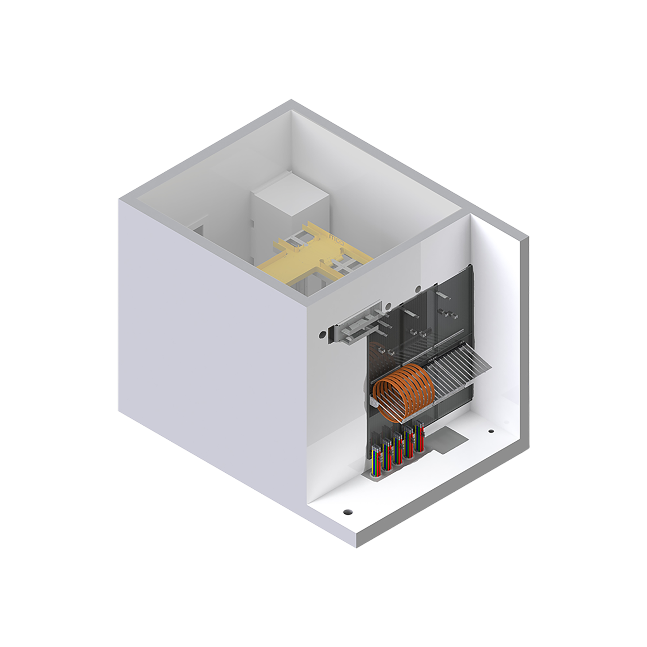 Kabelraum im CCM FiberCUBE® Point of Presence | Glasfaser PoP Station