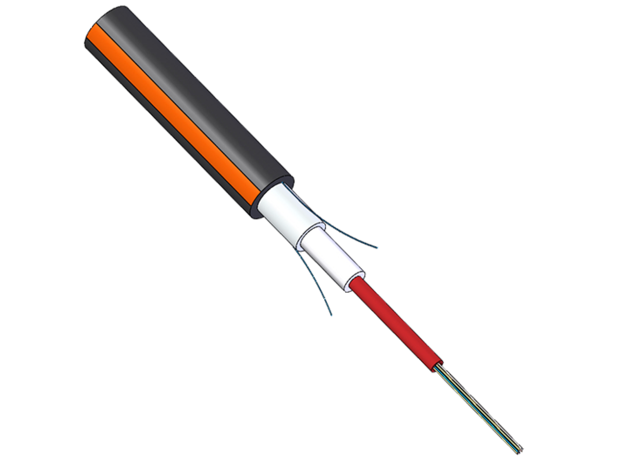 LWL Aussenkabel PE 2500 4x9/125 BI BK/OR